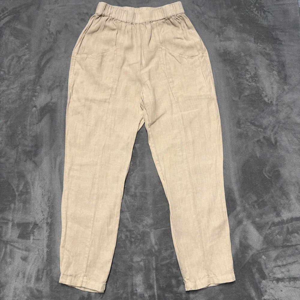 MATE the Label Linen Pants Womens XS Beige Elastic Waist Sustainable Casual Boho - Picture 1 of 10